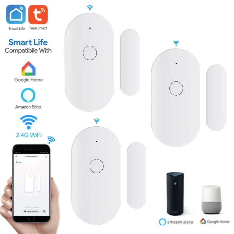 

Смарт-датчик для дверей и окон, Wi-Fi, управление через приложение Tuya Smart Life, домашняя Автоматизация, противоугонная система безопасности дома,...