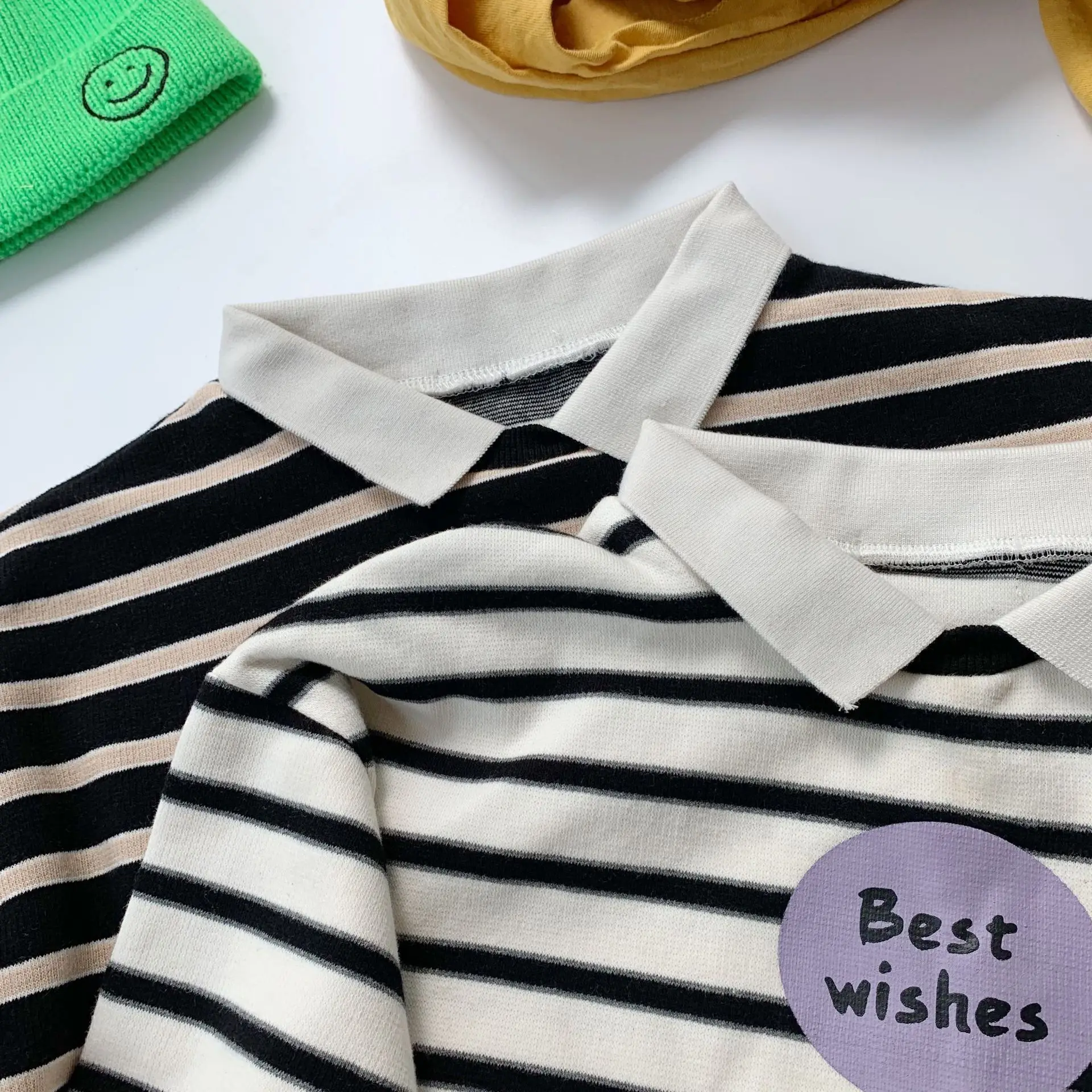 Модные пуловеры в полоску с буквенным принтом для мальчиков на раннюю осень