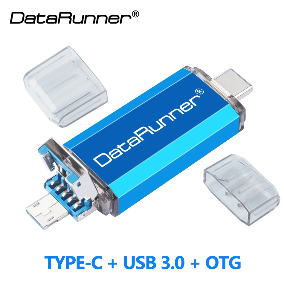 Флеш-накопитель DataRunner 3 в 1 OTG USB 512 Type-C и Micro флеш-накопитель 256 гб 128 64 32 флешка карта