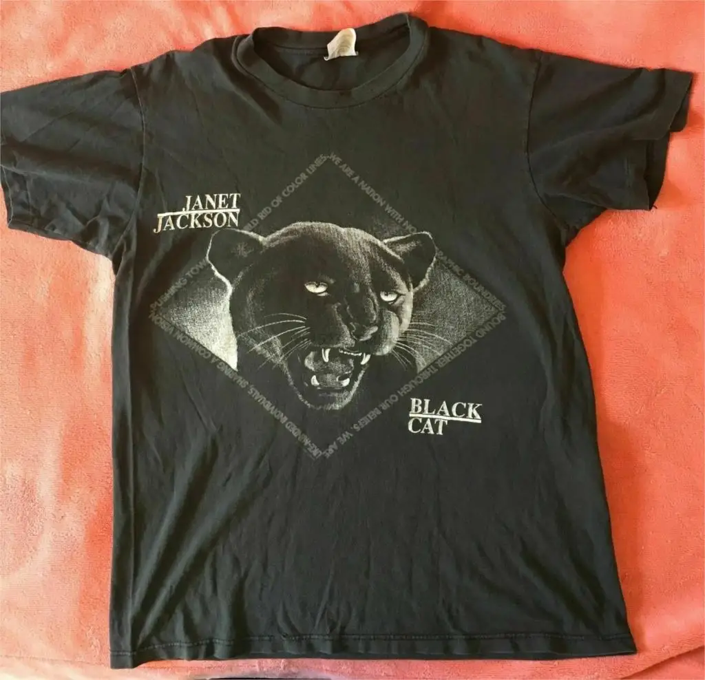 

Vintage Janet Jackson shirt Rhythm Nation tour 80s concert Black Cat