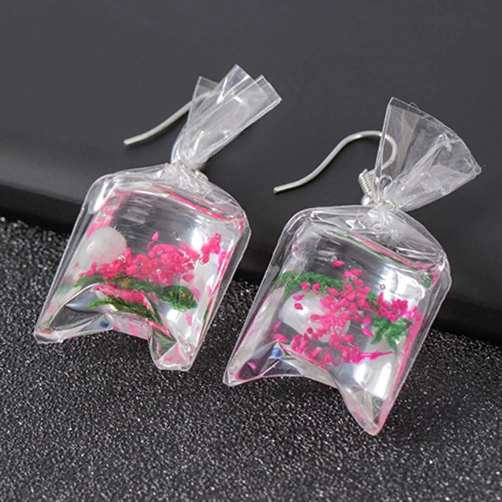 Модные серьги забавные мультфильмы золотая рыбка сумки в форме воды висячие