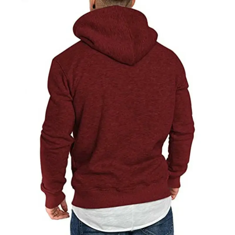 

Men Solid Hooded Sweatshirt Casual Sports Pullover Tops Winter