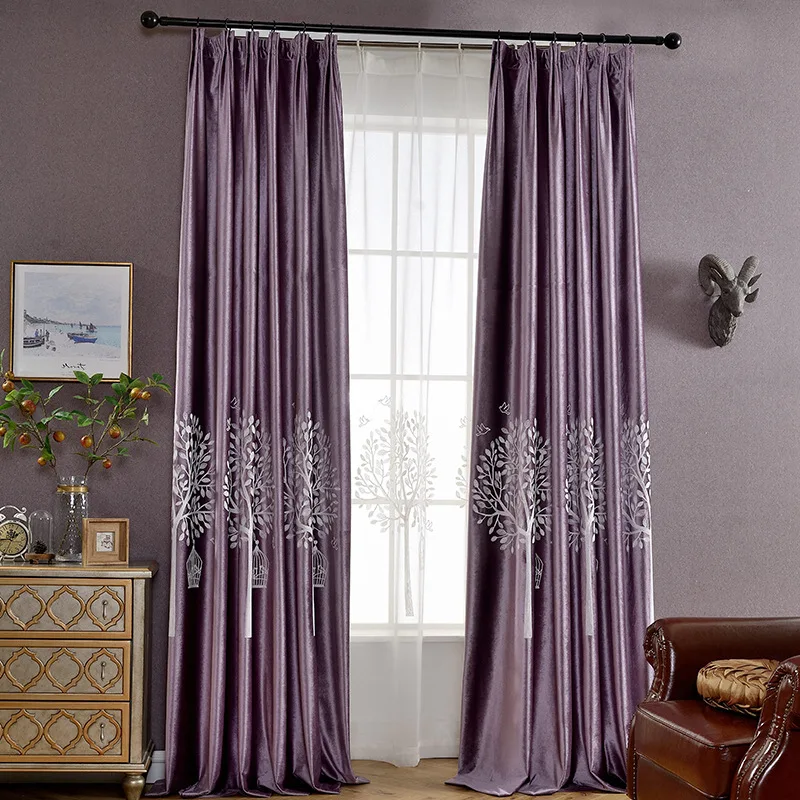

Dutch Velvet Curtains Modern Fortune Tree Curtains Italian Velvet Embroidered Blackout Living Room Bedroom Curtains Tulle Custom