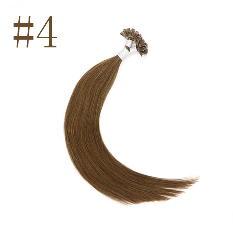 #4 Sindra 1"-24" Fusion keratin u tip волосы для наращивания 1 г/шт. Remy ногтей/u-кончик прямые кератиновые предварительно склеивающиеся человеческие волосы - Цвет: #4