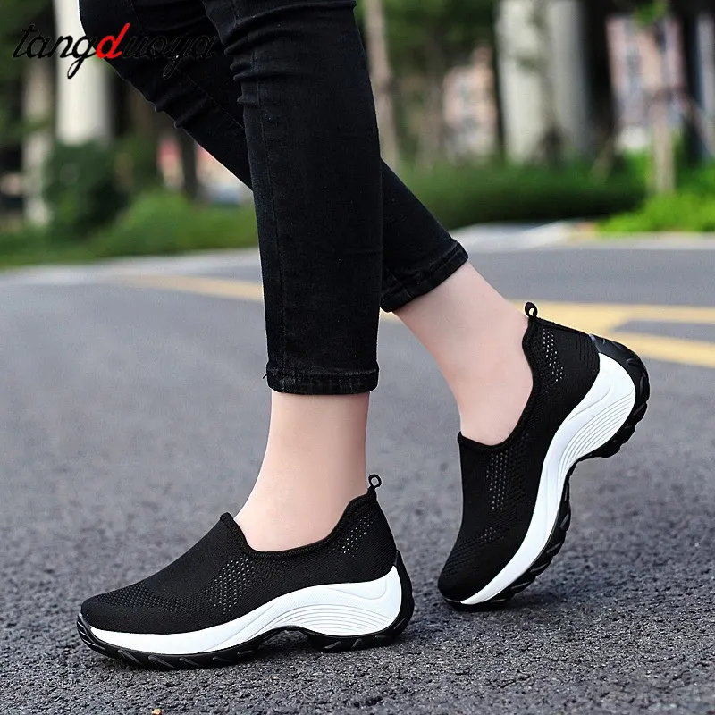 Casual Shoes Women Sneaker Leisure Women's Outdoor Mesh Soft Bottom Sports Vintage Solid Slip On Breathable Sneakers | Спорт и