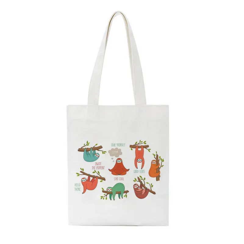 

Sloth Cartoon Print Shoulder Canvas Bag Female High Capacity Harajuku Ladies Handbag Fashion Casual Crossbody Summer Women Bag