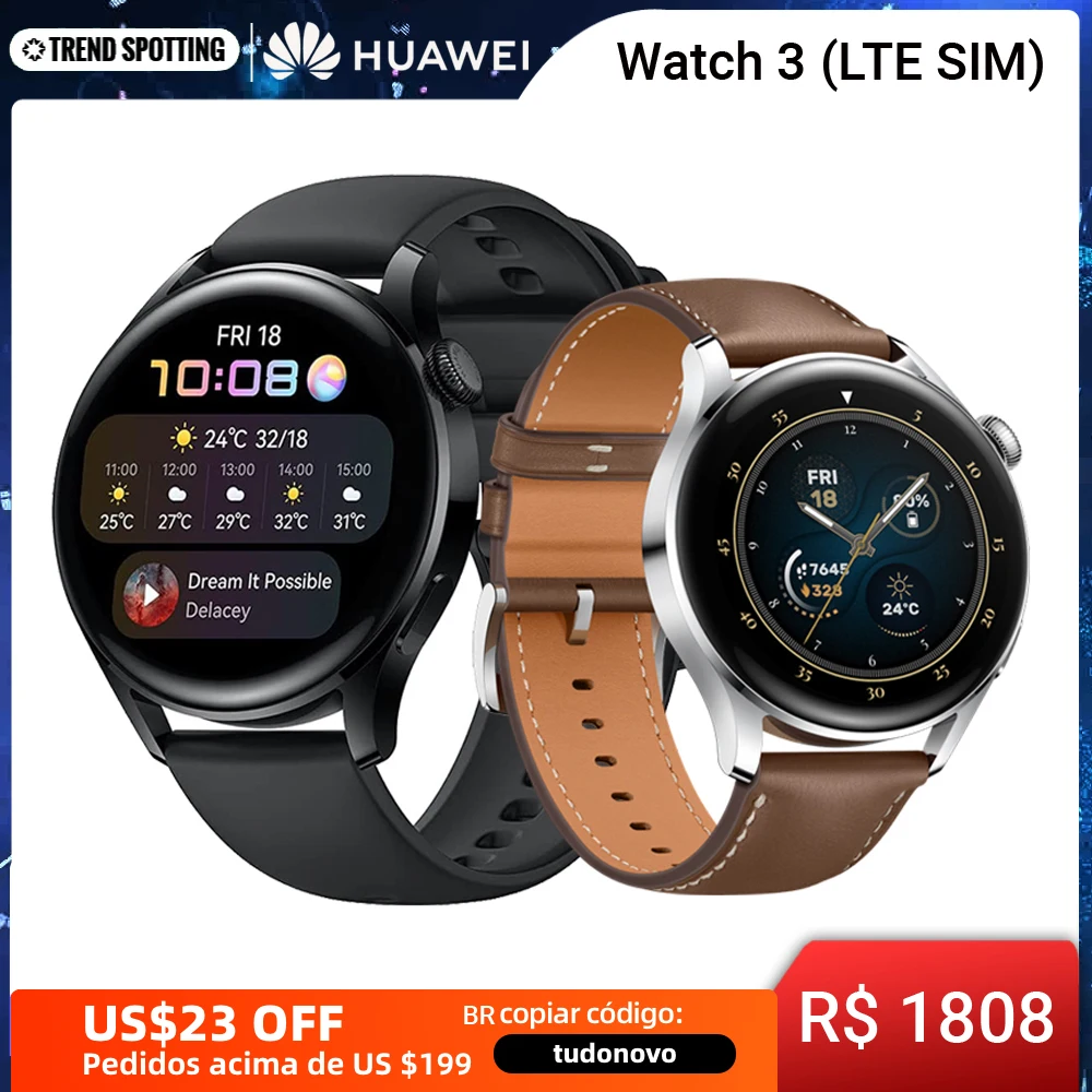 Смарт часы HUAWEI WATCH 3 встроенные смарт-часы с GPS Время работы батареи 14 дней