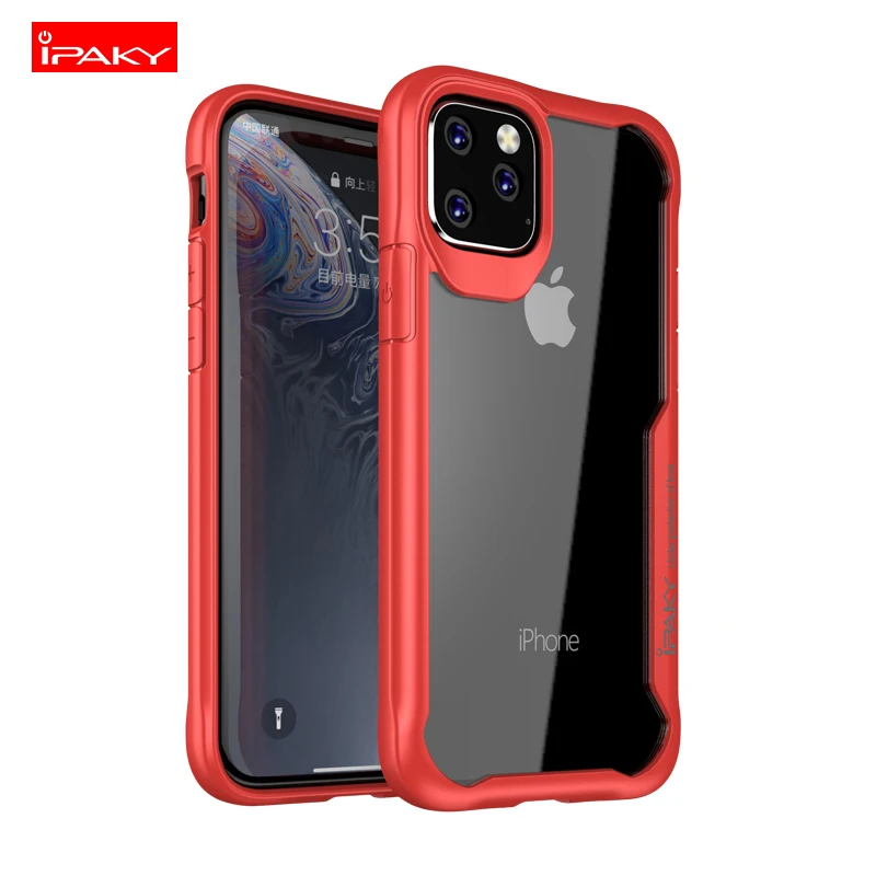 Red Для iPhone 11 Чехол IPAKY для iPhone 11 Pro чехол силиконовый акриловый Гибридный противоударный Прозрачный чехол для iPhone 11 Pro Max чехол - Цвет: Red