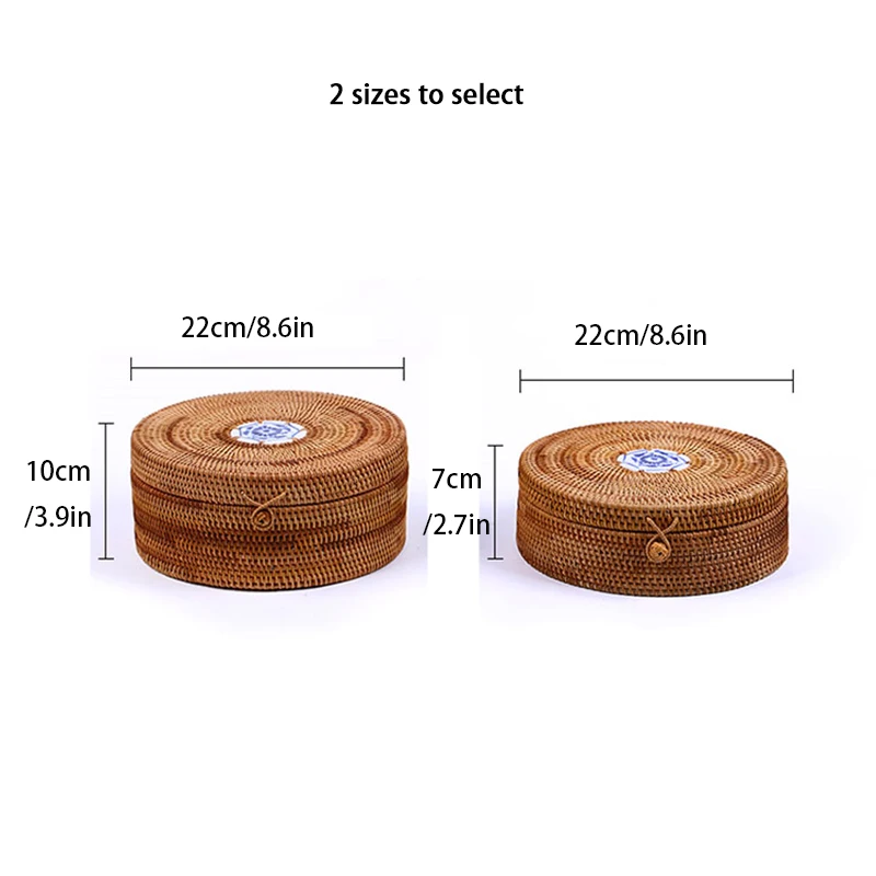 Handwoven Rattan Storage Box With Lid Wicker Tea Food Container Picnic Bread Fruit Cake Basket Ornament Kitchen Organizer | Дом и сад