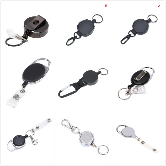 

15Styles Retractable Pull Key Ring Chain Reel Extendable Belt Key Ring Clip Reel ID Lanyard Name Tag Card Badge Holder