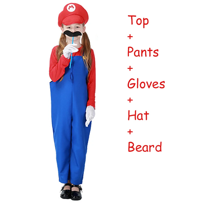 Style 6 Super Mario Bros Luigi, шляпа сантехника, костюм с бородой, маскарадный костюм Марио, маскарадный костюм на Хэллоуин, нарядное платье для родителей и детей, взрослых, детей, женщин - Цвет: Style 6