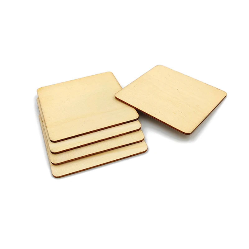 

Квадратные деревянные вырезы пустое дерево для рукоделия, выжигания, живописи и украшения, 100 шт., 10 мм