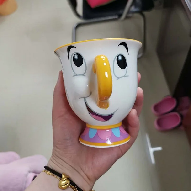 

2pcs Cartoon Ceramic Coffee Mug Beauty And The Beast Tea Cup Cute White Porcelain Mug Table Decoration Creative Gift