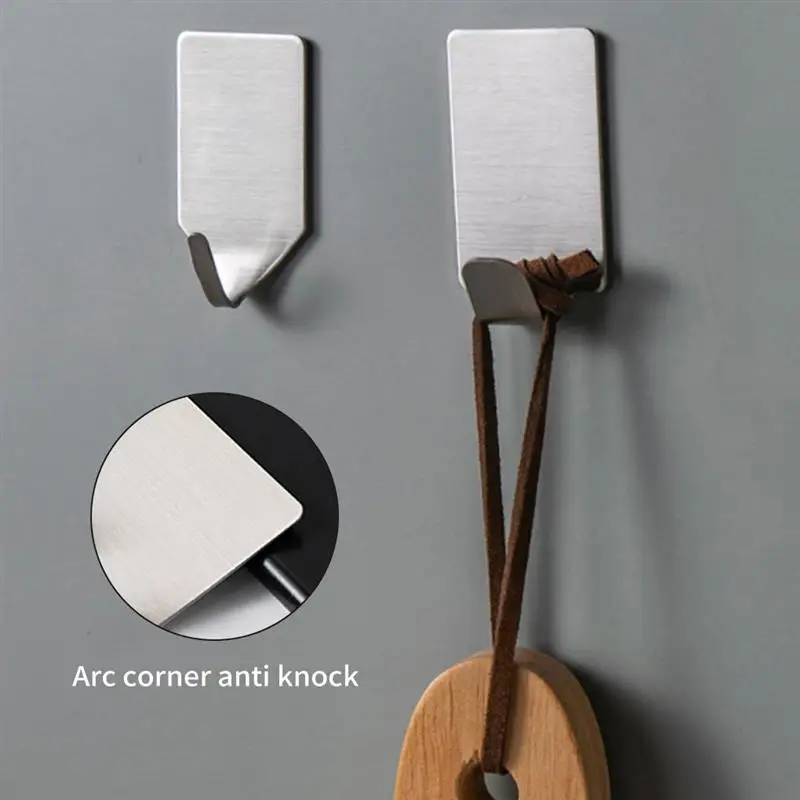 

8PCS Hook Stainless Steel Storage Hanger Wall Mount Adhesive Hanging Holder Home Organizer Supplies 2021New
