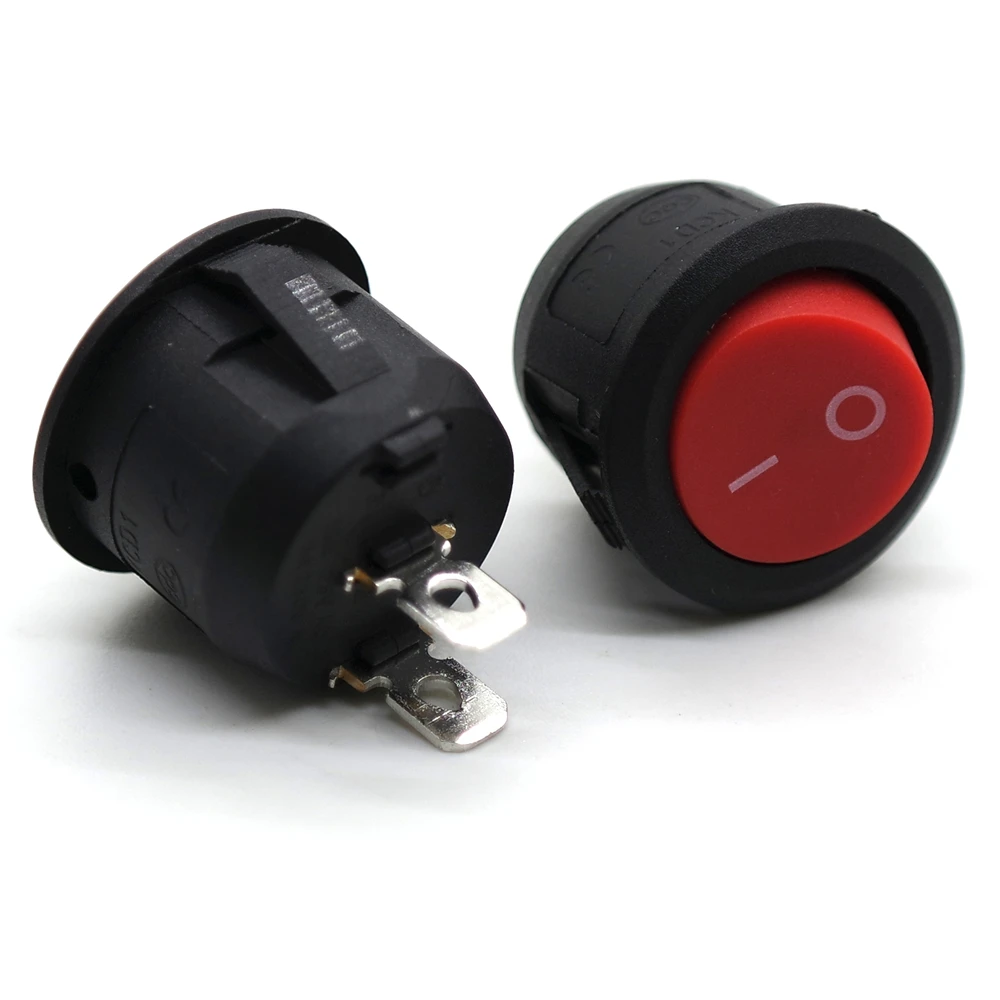 KCD1 Round Shape Rocker Switch 2/3 Position black ON-OFF Pin Electrical Equipment With Lighting Power 16.5mm 23mm red light |