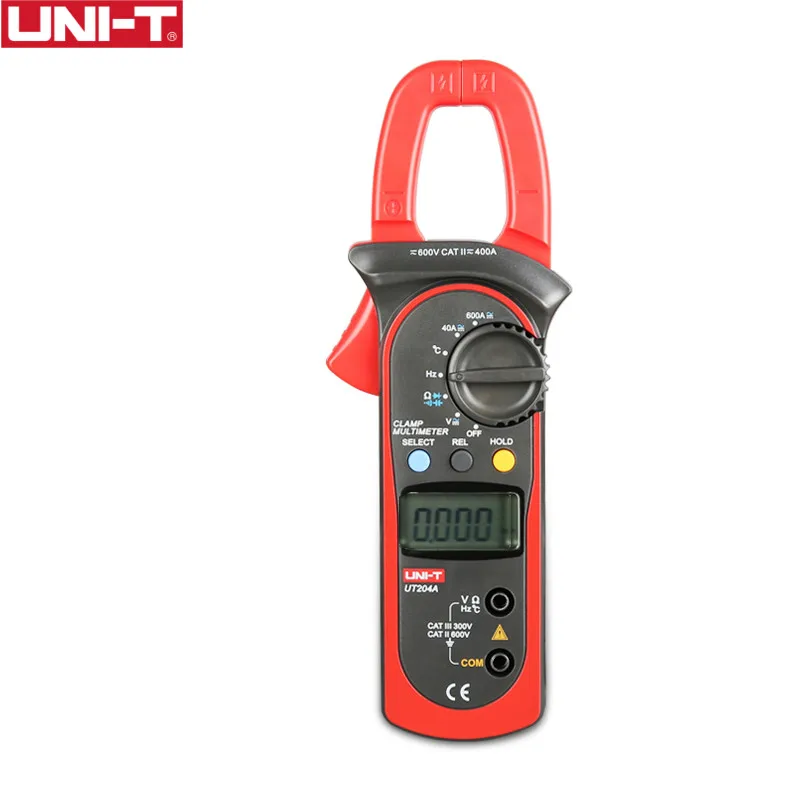 

UNI-T UT204A 600A AC DC Digital Clamp Meters With Temperature Test Auto Range 600V Voltage Continuity Buzzer