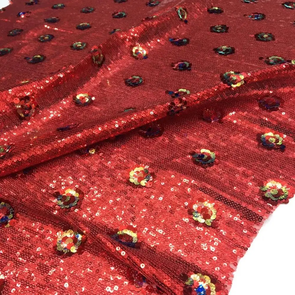 (5 ярдов/шт.) Высококачественная африканская сетчатая кружевная ткань с вышивкой