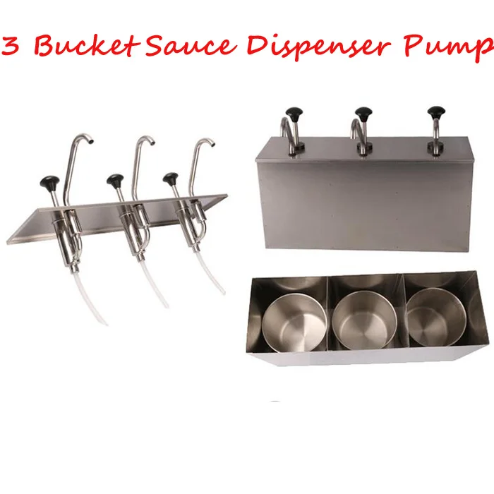 3 ведро диспенсер для соусов насос Squeeze приправа распределяя Нержавеющая сталь
