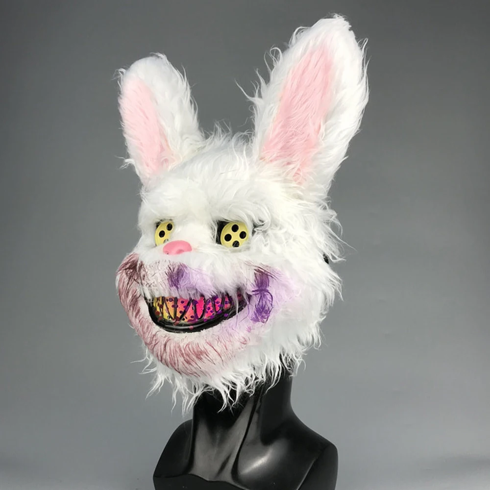 Halloween Cosplay Bloody Rabbit Mask Masquerade Horror Masks Party Props Carnaval Scary Plush Toy Costume | Дом и сад