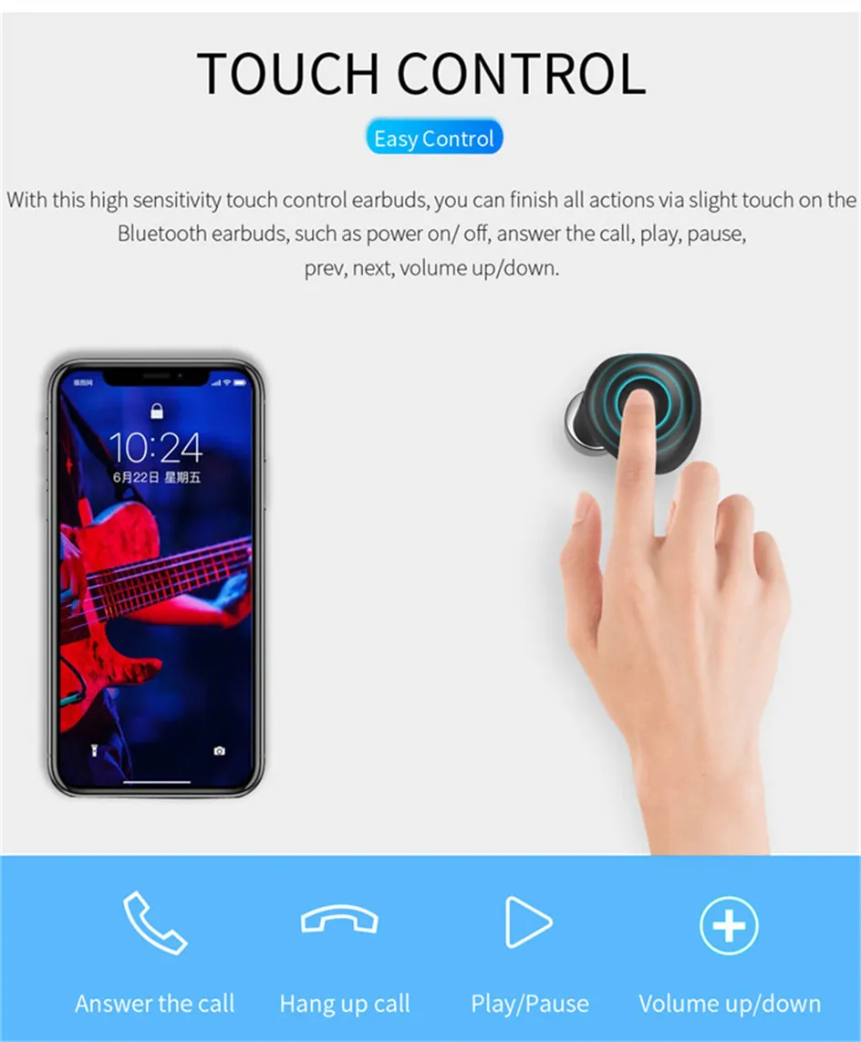 Tantio T1-Plus беспроводные наушники, кошачьи глаза светодиодный наушники с аккумулятором 2200 мАч, сенсорные водонепроницаемые Hi-Fi стерео наушники беспроводные