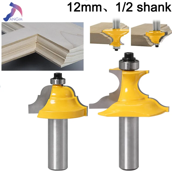 

2PC 12mm&1/2'' Shank Casing & Base Molding Router Bit Set CNC Line knife Woodworking cutter Tenon Cutter for Woodworking Tools