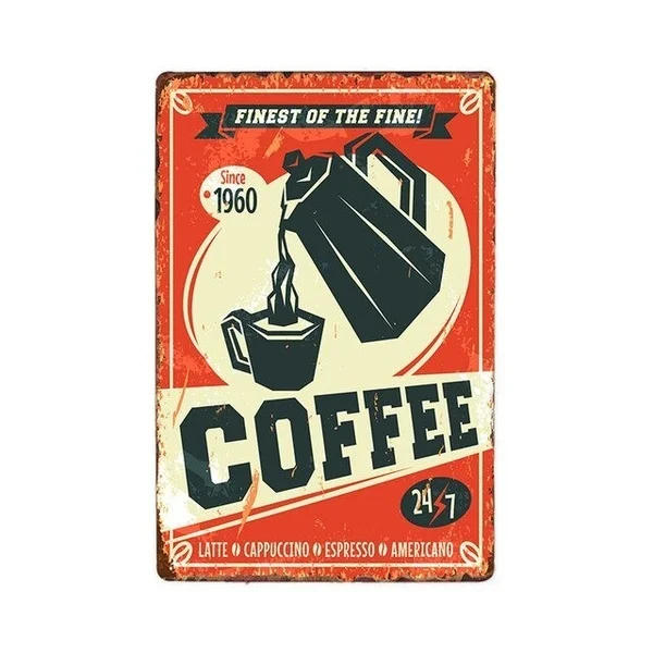

Coffee Tin Signs Wall Plaque Metal Painting Antique Gift Bar Pub Cafe Decorative Retro Plate Home Decor 20x30cm