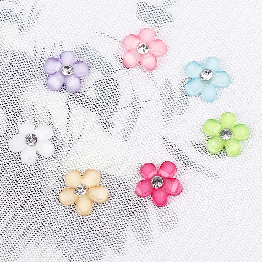 10 мм изделия из смолы цветы DIY Скрапбукинг мигание Кристалл миниатюрные Flatback для