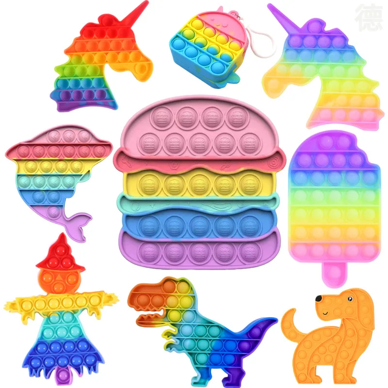 

Rainbow Bubble Pops Fidget Kids Toy Sensory Autisim Special Need Its Anti-stress Stress Relief Squishy Fidget Toy Random Color