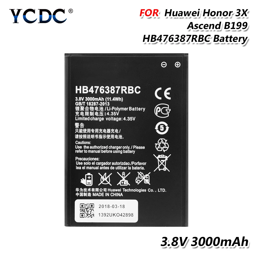 Аккумуляторная батарея HB476387RBC 3000 мАч для телефона Huawei Honor 3X Pro Ascend G750|Аккумуляторы