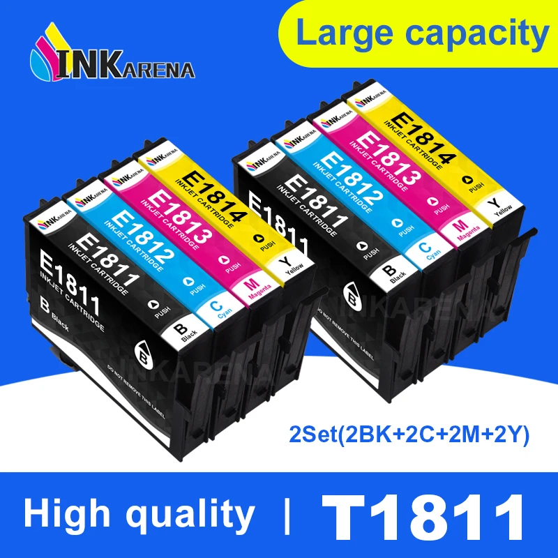 2 комплекта T1811 T1801 полный картридж для Epson Expression Home XP 212 XP215 XP312 XP315 412 415 325 202 102