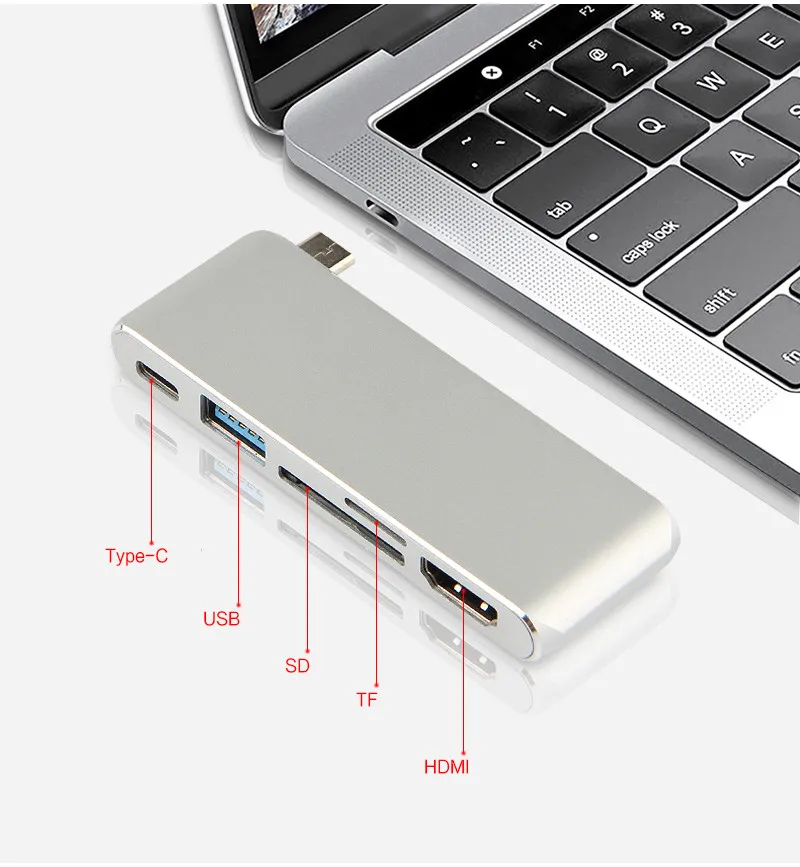 Ajiuyu USB 3,1 тип-c концентратор к HDMI адаптер 4K Thunderbolt 3 USB C концентратор с концентратором 3,0 TF считыватель SD карт слот PD для MacBook Pro/Air