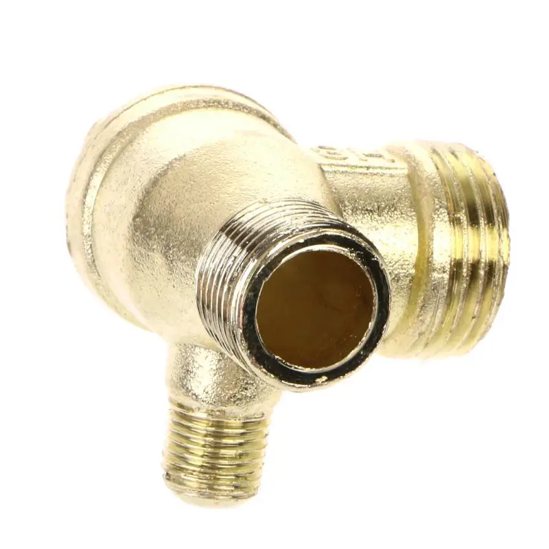 Male Thread 3 Way Metal Air Compressor Check Valve Gold Tone R9JF | Обустройство дома