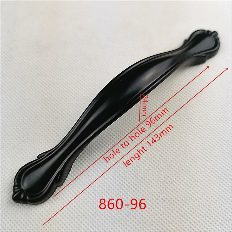 Черные ручки для шкафа из цинкового сплава с расстоянием между отверстиями 96 мм