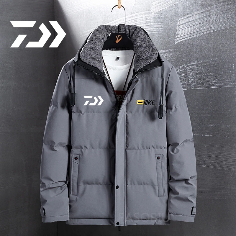 

Daiwa Hooded Cotton Padded Men Winter Thickened Fishing Clothing Plus Size Down Fishing Jacket Outdoor Camping Fishing Clothes