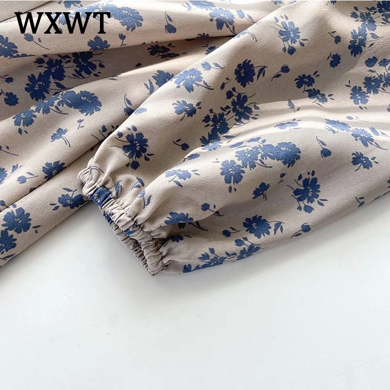 

WXWT Fashion Women Lace Floral Dress Long Sleeve Ladies Rear Back Lace-up Long Dress Vestidos XW613