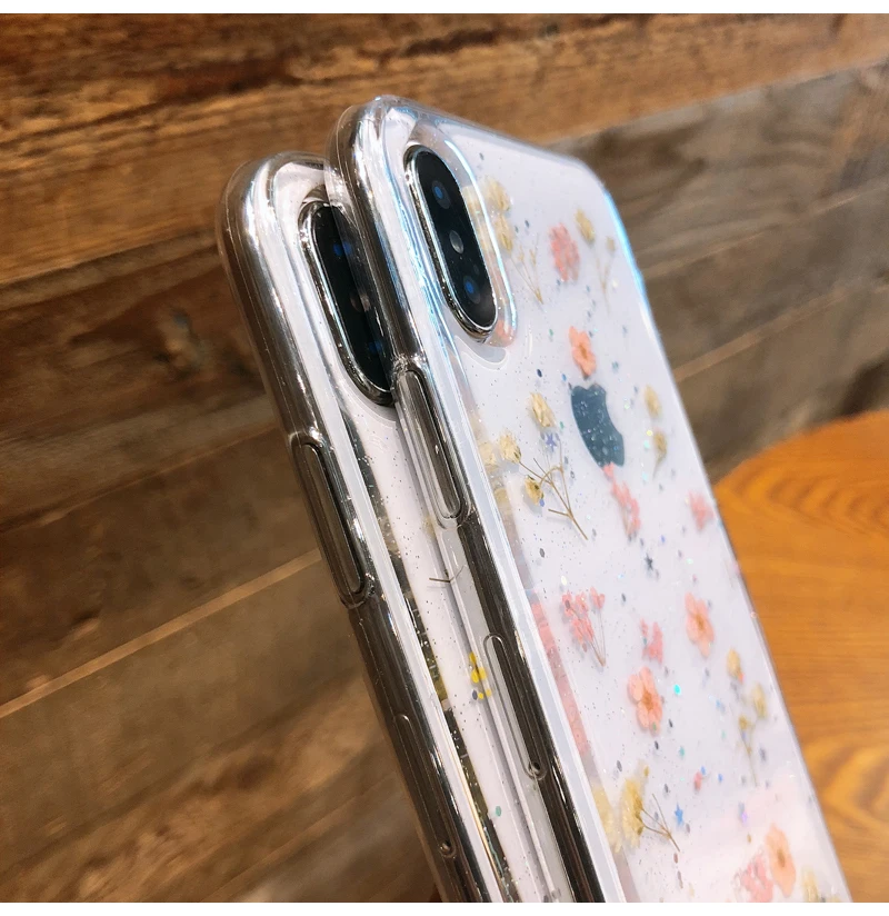 Для Iphone 11 Pro X 7 настоящий цветок Прозрачный чехол для телефона с цветочным рисунком для Iphone 11 Pro X Max XR XS 6 6s 7 8 Plus Мягкий силиконовый чехол