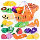 Игрушки для детской кухни, 24 шт., фрукты, овощи, пицца, ролевые игры с корзиной