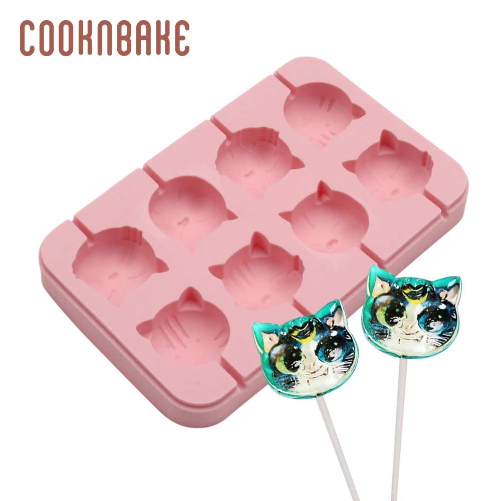 COOKNBAKE силиконовая форма в виде кота для леденца 8 отверстий конфета шоколада