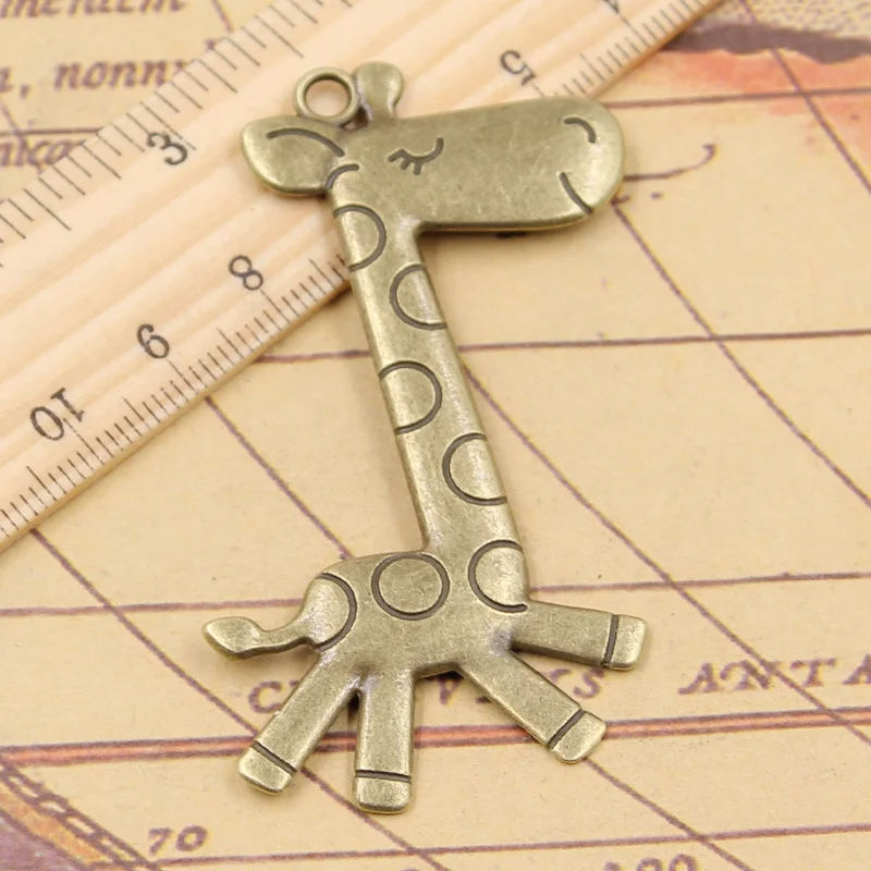 5pcs Charms Running Giraffe Deer 66x36mm Tibetan Bronze Silver Color Pendants Antique Jewelry Making DIY Handmade Craft - купить по
