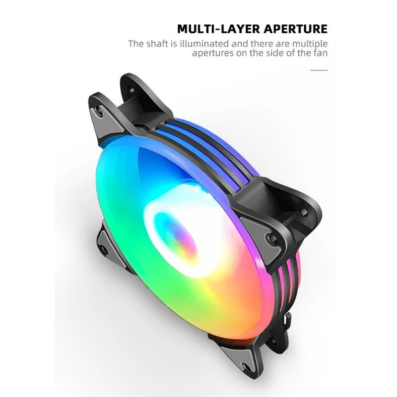 

Coolmoon RGB Luminous Chassis Fan 12cm Desktop Computer Multi Layer Luminous Silent Cooling Chassis Fan PC Cooler