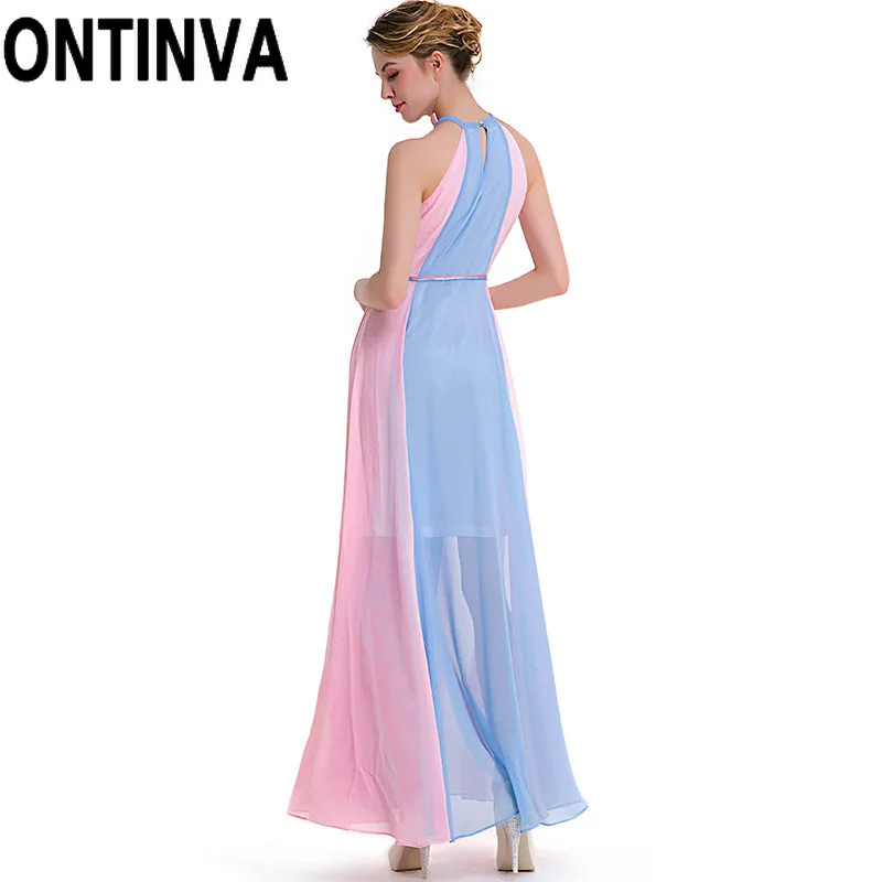 Шифоновый плиссированный Сарафан Макси без рукавов элегантный пляжный сарафан с