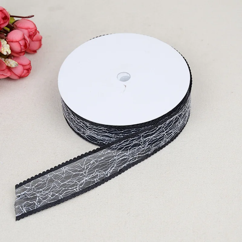 20 ярдов 25 мм атласная лента из органзы для края золотого и серебряного цвета