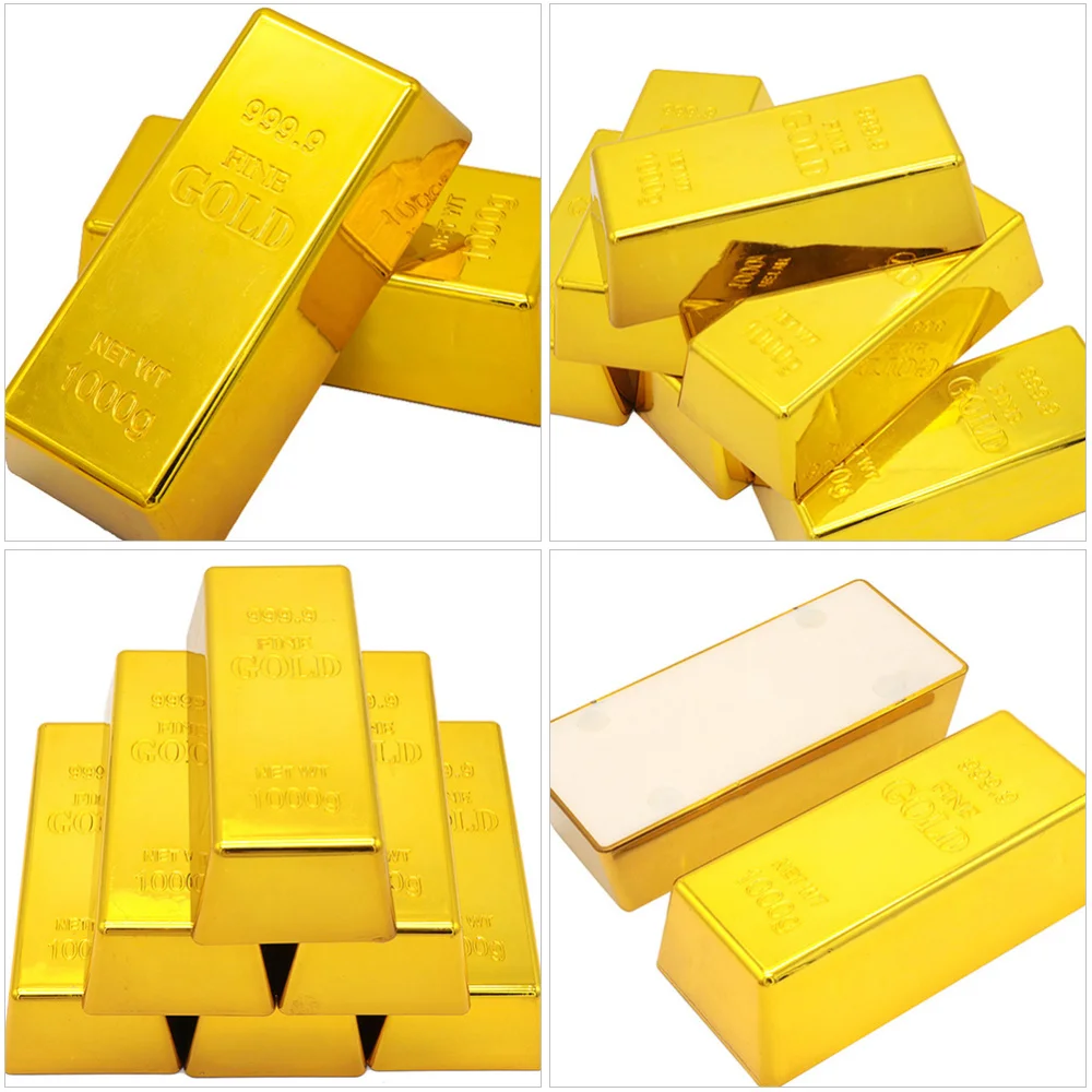 

6pcs Simulated Gold Bars Decoration Desktop Ornaments Gold Bars