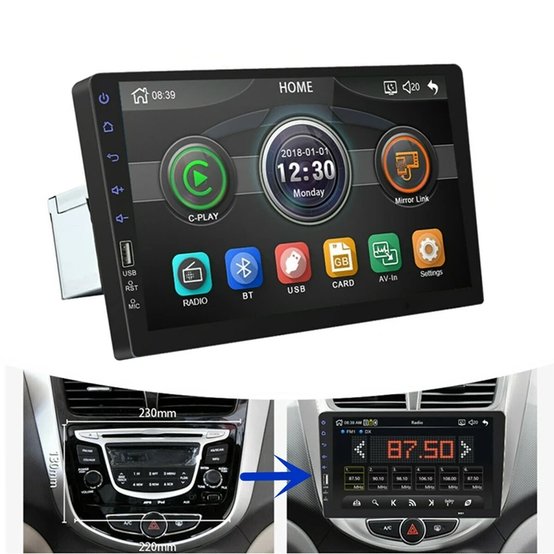 9-дюймовый MP5-плеер 1Din с прессовым экраном FM Радио Bluetooth USB AUX Mirror Link | Автомобили и
