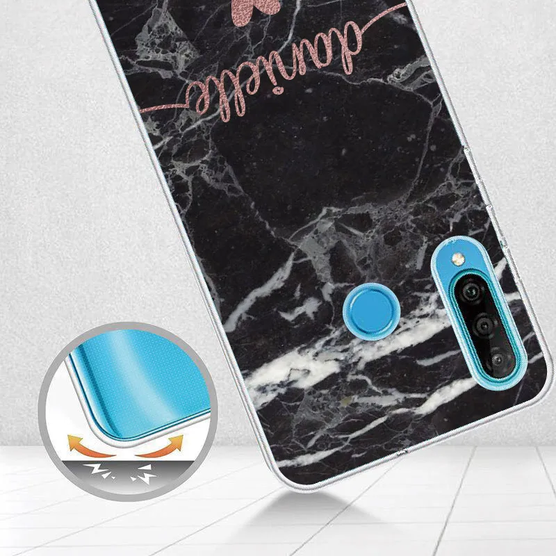 

Custom Personalized your Initial Name Marble Phone Cover For Huawei Honor Mate 10 20 Nova P20 P30 P40 P Smart Soft Clear Case