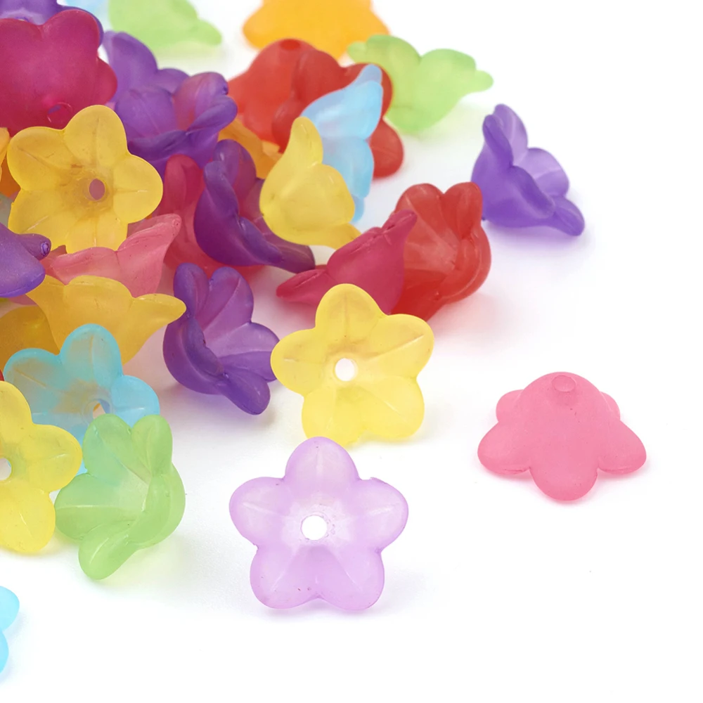 

500g Transparent Acrylic Beads Frosted Flower Mixed Color 13x7mm Hole: 1mm about 1865pcs/500g