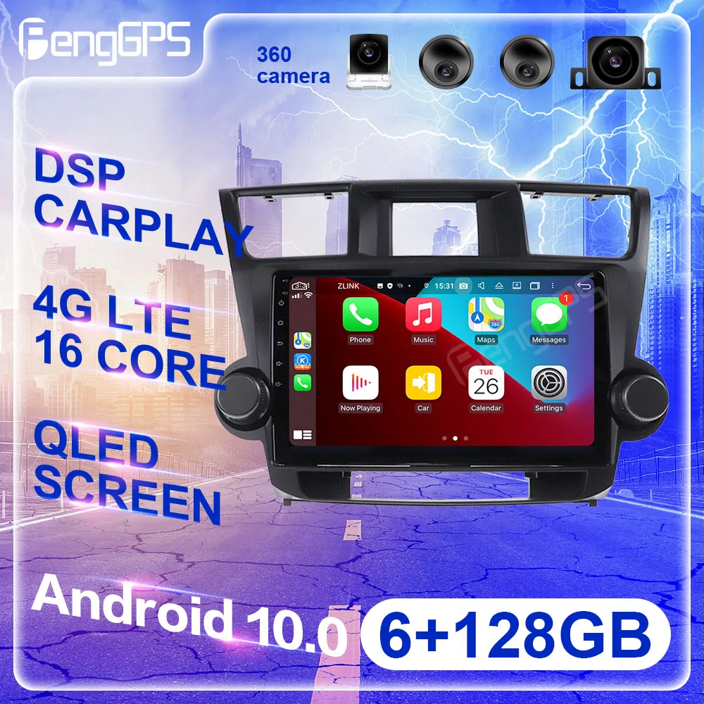 128G Android 11 для Toyota Highlander 2 XU40 2007- 2013 автомобильное радио стерео мультимедийный плеер