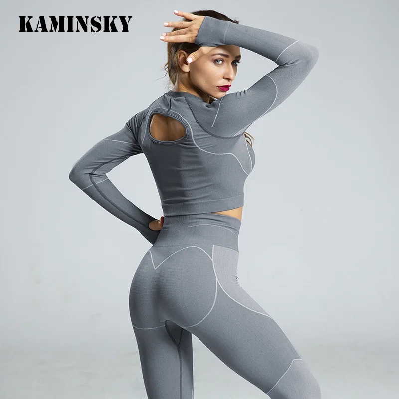 Женский спортивный костюм Kaminsky из двух предметов для фитнеса бесшовный топ