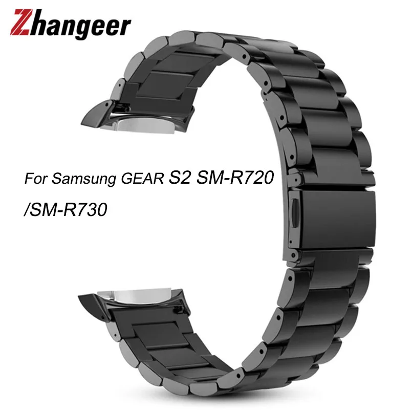

Твердый ремешок из нержавеющей стали для Samsung GEAR S2 SM-R720/SM-R730 браслет с адаптером складная застежка аксессуары для часов