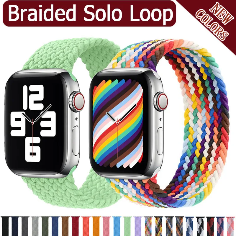 

Braided Solo Loop Nylon fabric Strap For Apple Watch band 44mm 40mm 38mm 42mm Elastic Bracelet for iWatch Series 6 SE 5 4 3